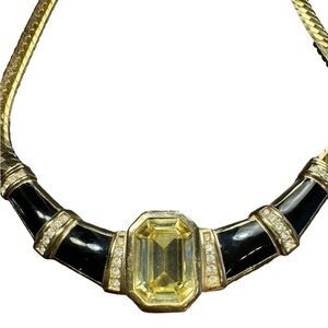 Christian Dior 18K Plated Citrine Necklace (Authentic Pre-Owned)